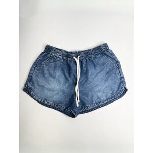 No Boundaries Size Medium Denim Look Soft Shorts Women's Blue Elastic Waist